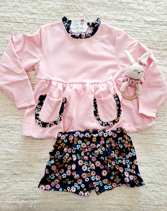 Conjunto Short Flores Rosa