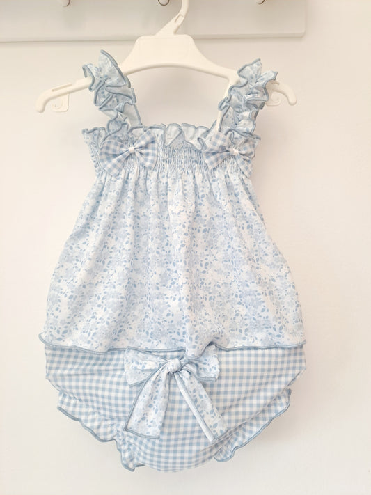 Conjunto Azul Flores Vichy