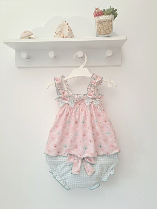 Conjunto Verde Flores Vichy