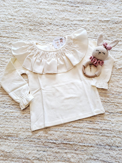 Camiseta Volante Beige