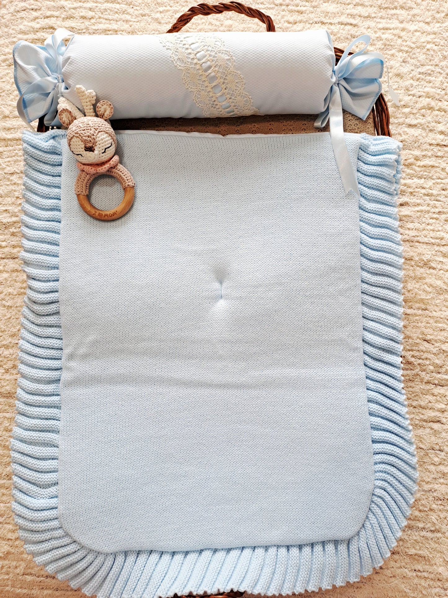 Colcha Lana Para Bebé Celeste