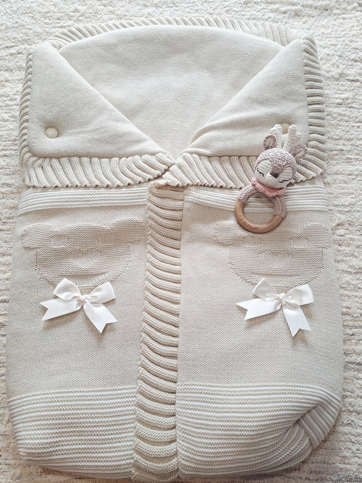 Saquitos Lana Beige Blanco