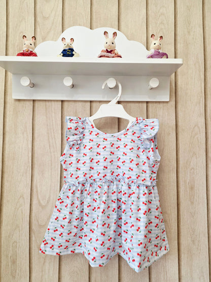 Vestido Cerezas Celeste