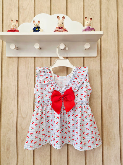 Vestido Cerezas Celeste