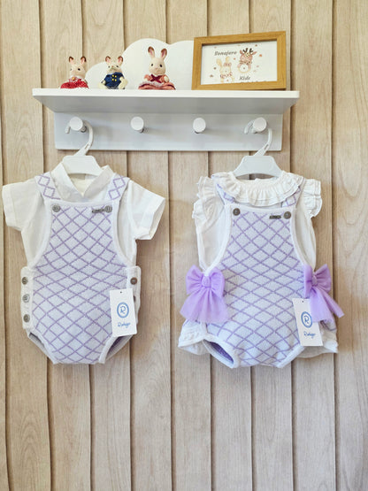Conjunto Peto Blanco Lila