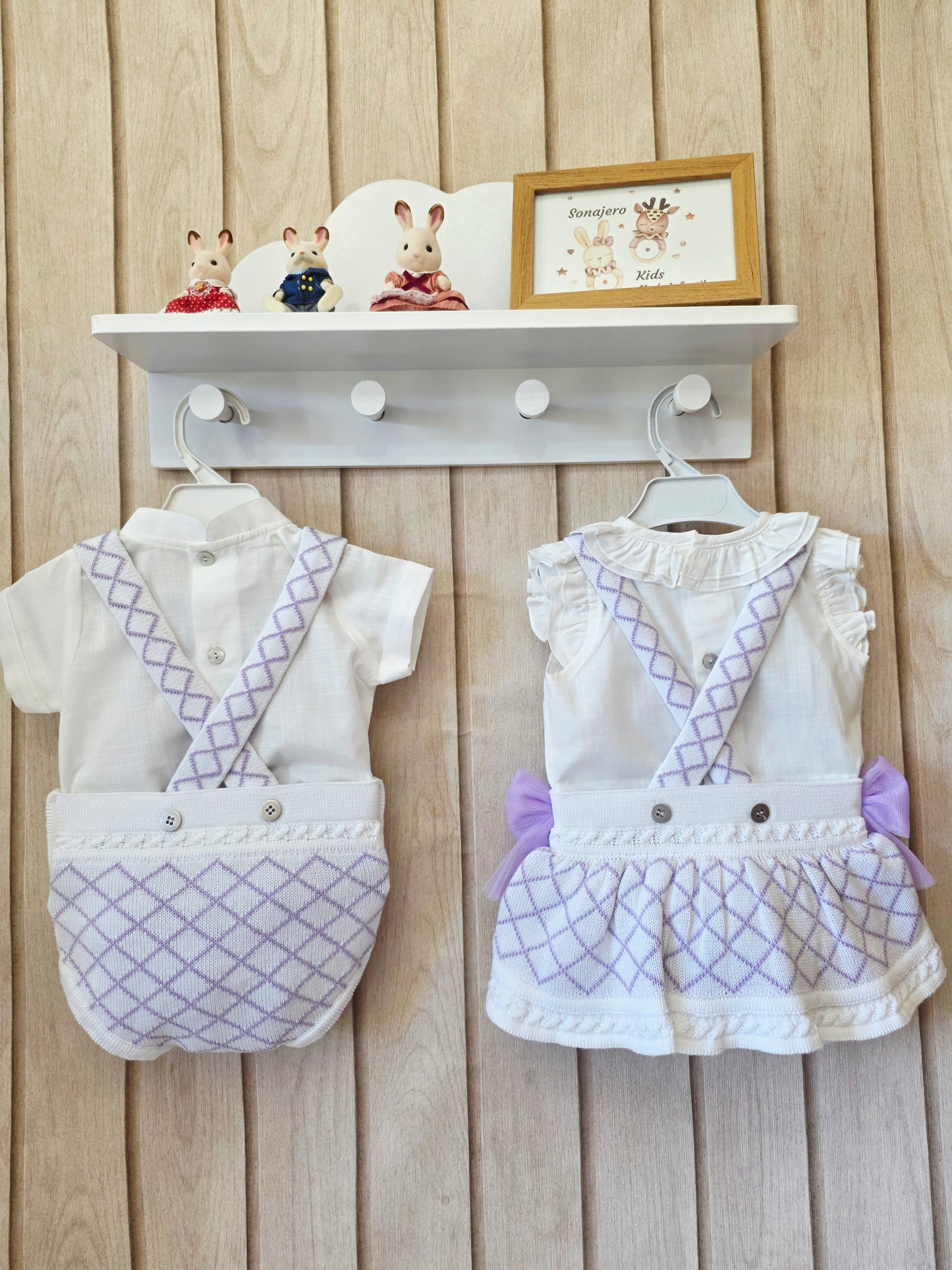 Conjunto Peto Blanco Lila