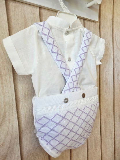 Conjunto Peto Blanco Lila