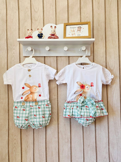 Conjunto Niño Conejito Cerezas