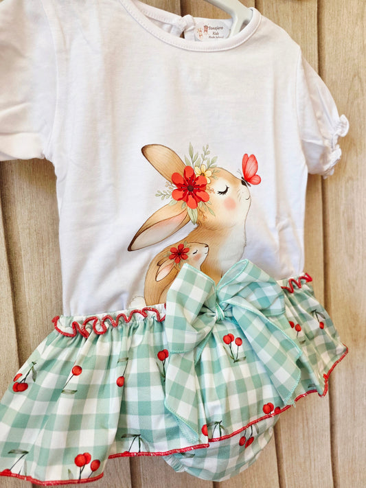 Conjunto Niña Conejito Cerezas