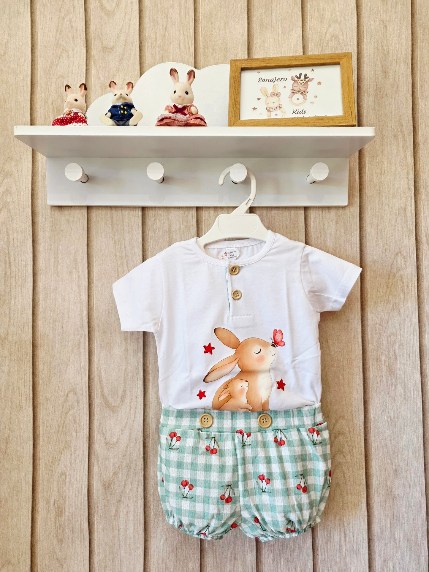 Conjunto Niño Conejito Cerezas