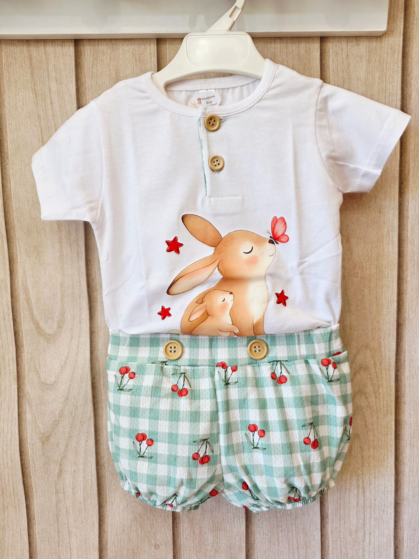 Conjunto Niño Conejito Cerezas