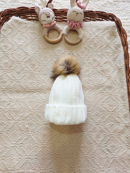 Gorro Pompon Pelo Natural
