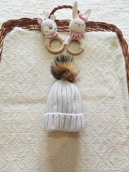 Gorro Pompon Pelo Natural