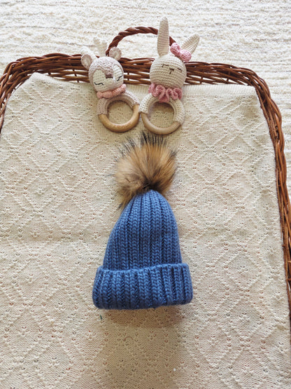 Gorro Pompon Pelo Natural