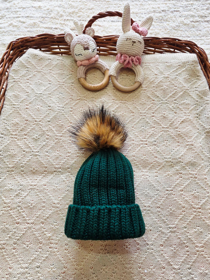 Gorro Pompon Pelo Natural