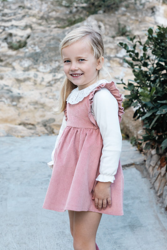 Pichi de Pana Rosa con Volantes para Niña | Sonajero Kids