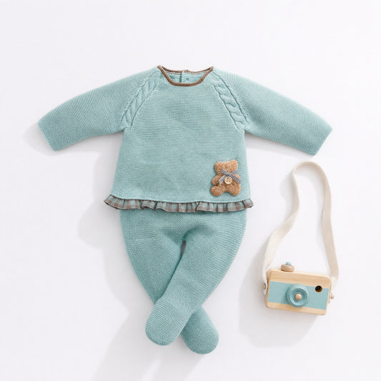 Conjunto Punto Bebé Menta Oso Pangasa Baby | Sonajero Kids