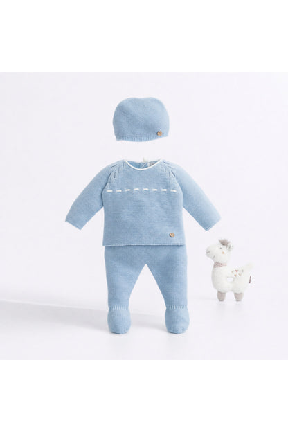 Conjunto de Punto Celeste con Gorro Pangasa Baby | Sonajero Kids