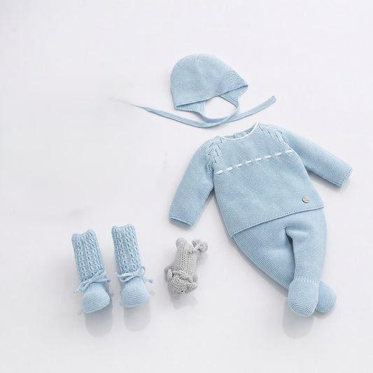 P.Puesta Soft celeste Empolvado + Gorro -Pangasa Baby