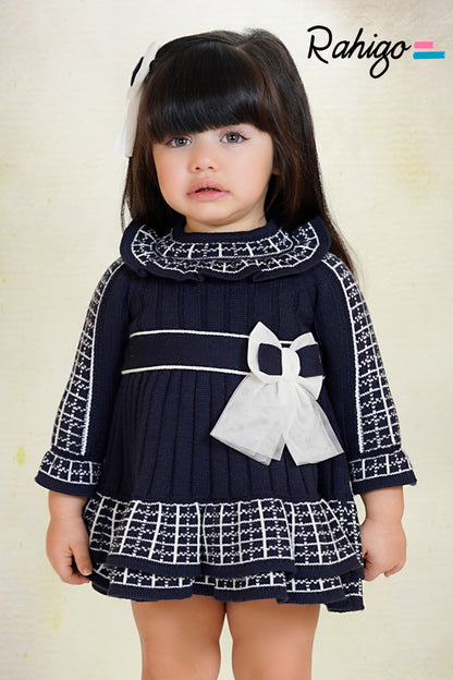 Conjunto Punto Azul Marino con Lazo | Rahigo Moda Infantil | Sonajero Kids