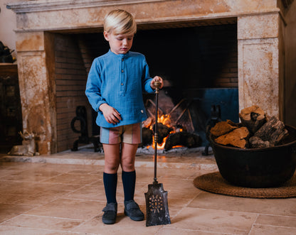 Conjunto Infantil Camisa Gasa Azul y Bermuda Chevron | Sonajero Kids