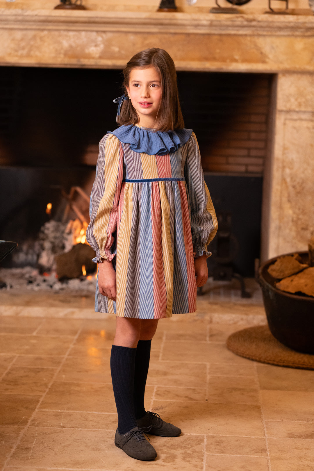 Vestido Infantil Multicolor con Cuello Bobo | Moda Infantil | Sonajero Kids