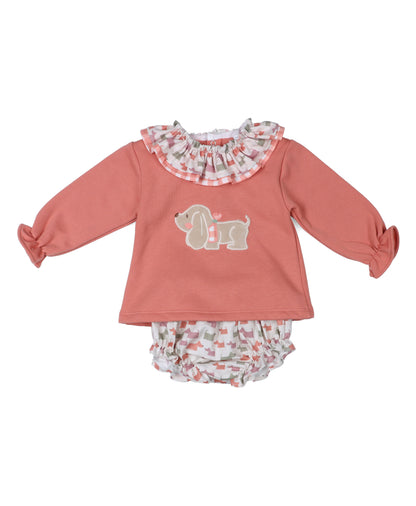 Conjunto Pololo Dog Coral Niña