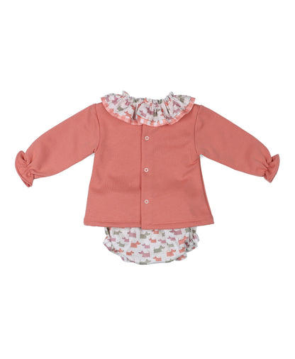 Conjunto Pololo Dog Coral Niña