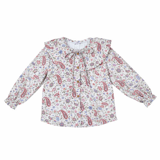 Blusa Infantil Estampada Paisley con Cuello Bobo | Moda Infantil | Sonajero Kids