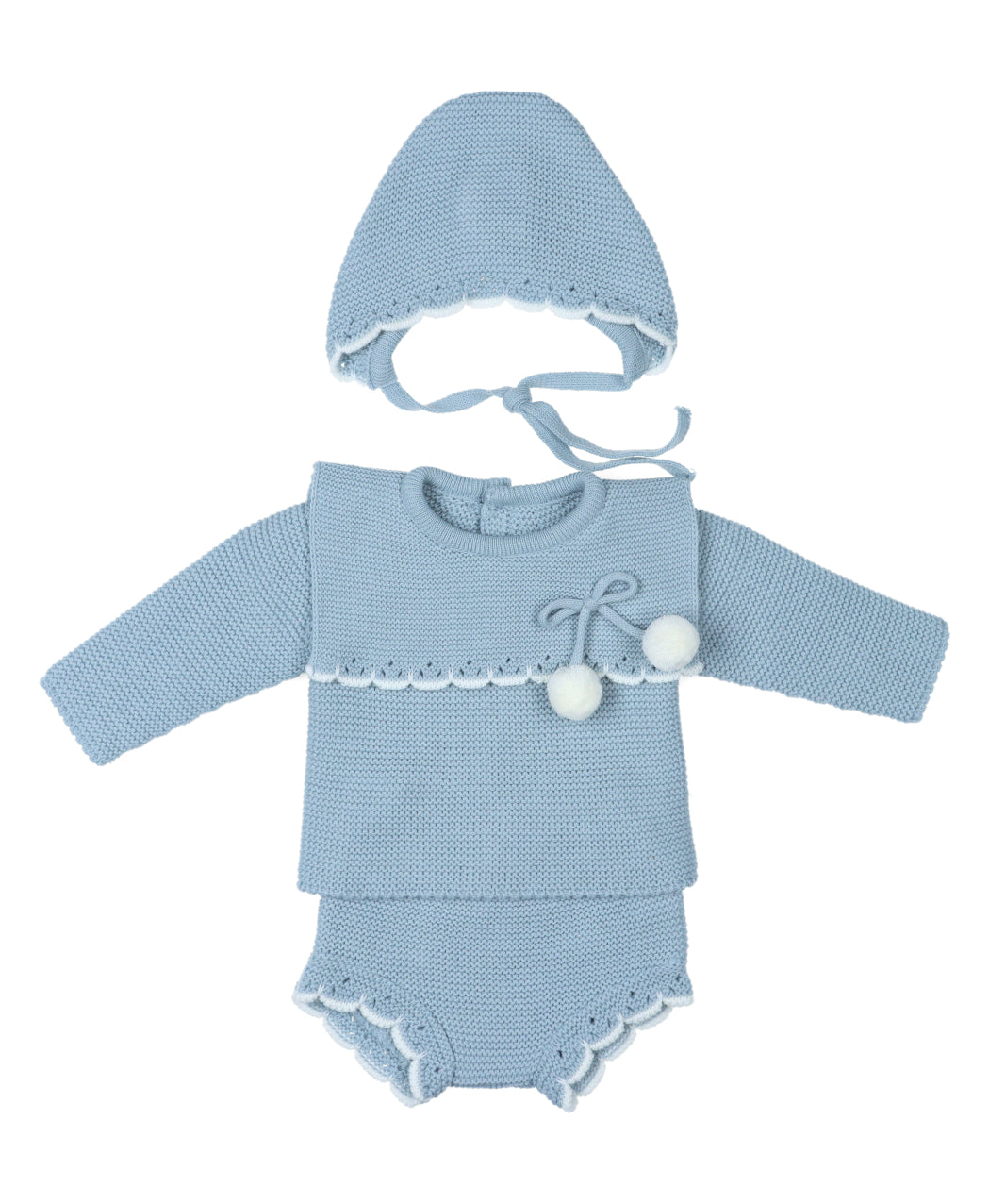 Conjunto 3P Punto Baberola Azul Empolvado