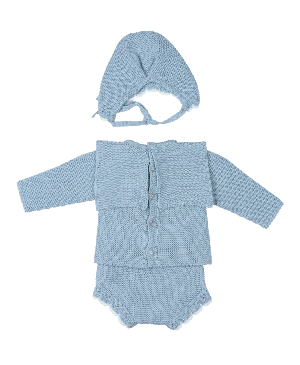 Conjunto 3P Punto Baberola Azul Empolvado