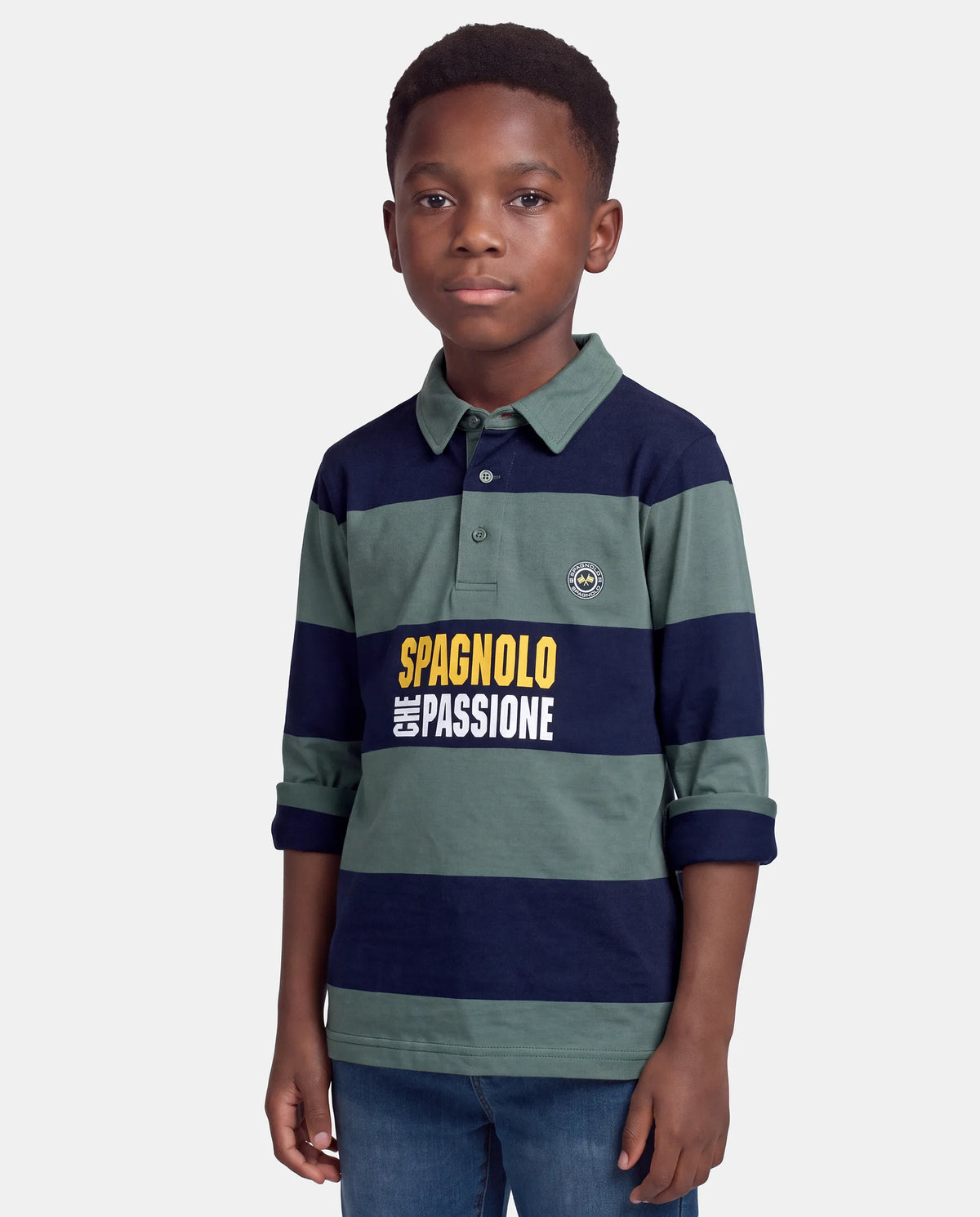 Polo Rugby Manga Larga Verde y Marino Spagnolo | Comprar Online | Sonajero Kids