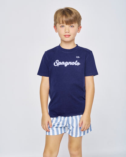 Conjunto Baño Spagnolo Rayas Azul