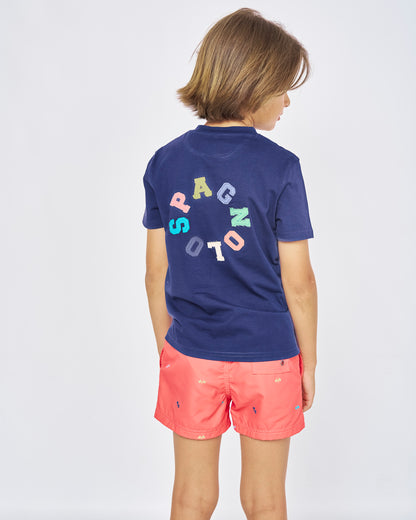 Camiseta Spagnolo Letras Marino