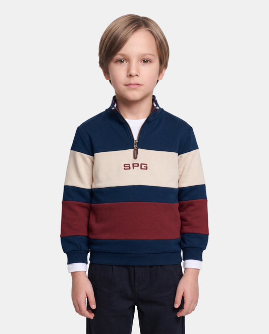 Sudadera Tricolor con Cuello Zip "SPG" | Estilo Infantil Casual | Sonajero Kids