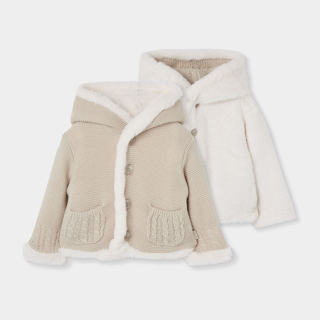Abrigo Reversible Bebé de Punto y Peluche con Capucha | Boboli |Sonajero Kids
