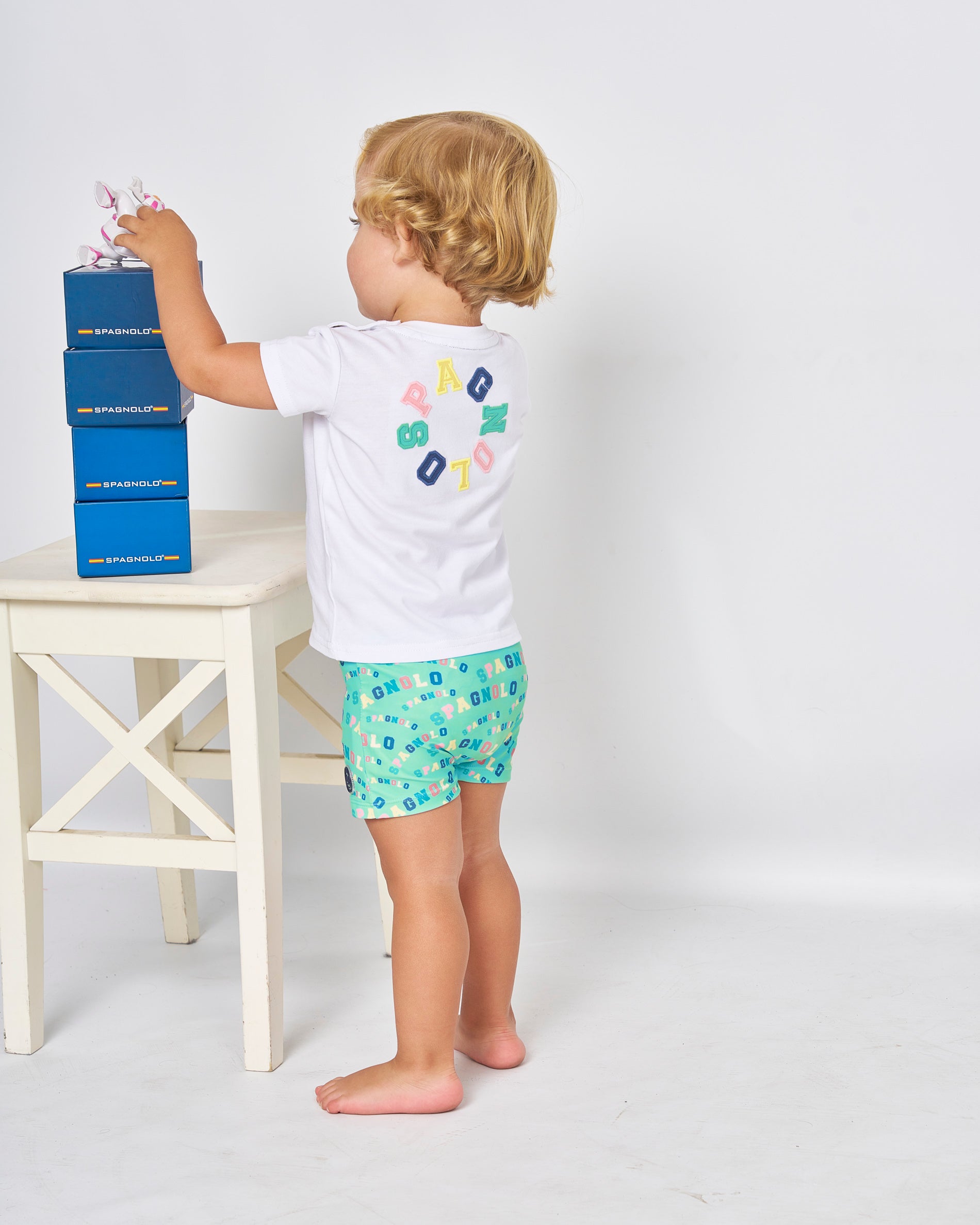 conjunto baño camiseta letras spagnolo