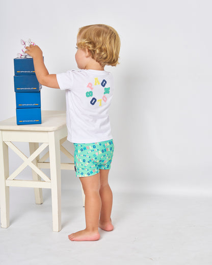 conjunto baño camiseta letras spagnolo