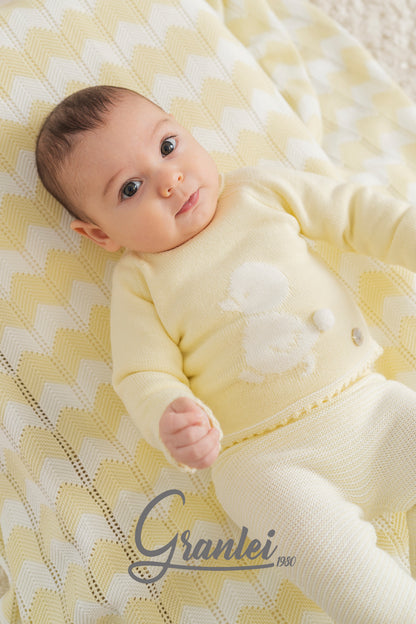 Conjunto de Punto Bebé Amarillo Claro | Sonajero Kids