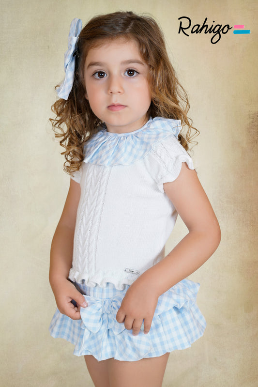 Conjunto Falda Celeste Blanco