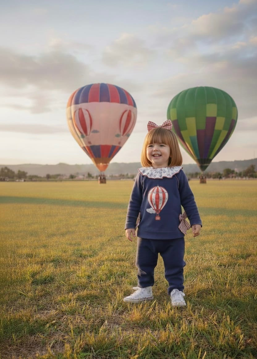 Conjunto Infantil Azul Marino Globo Aerostático | Sonajero Kids