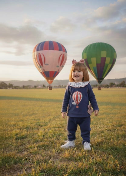 Conjunto Infantil Azul Marino Globo Aerostático | Sonajero Kids