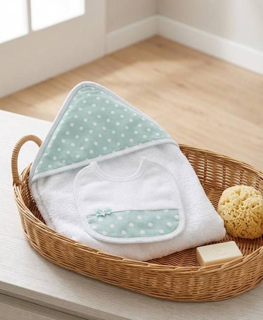 Set Capa Baño Babero Menta