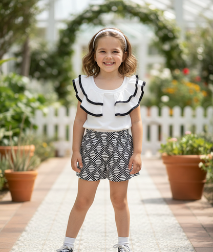 Conjunto Short Blanco Negro