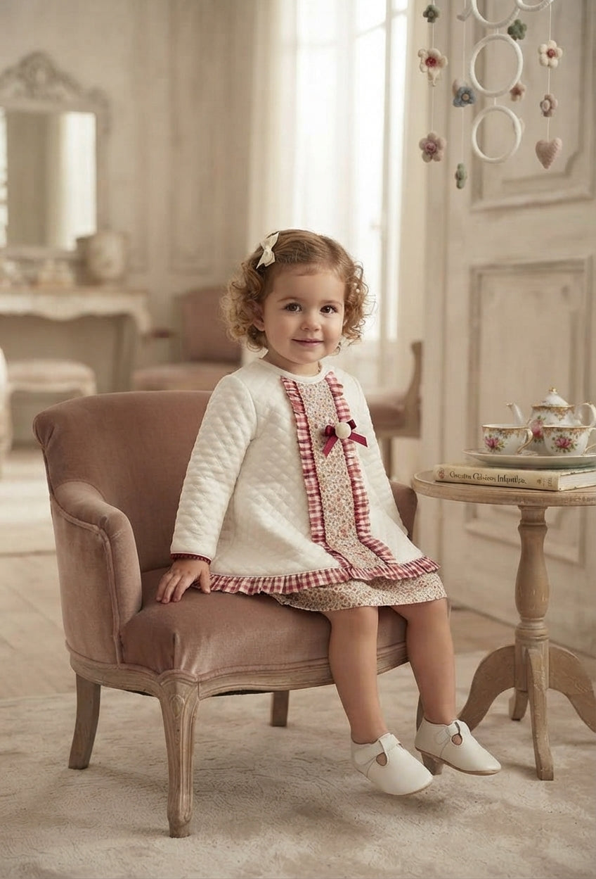 Vestido Jesucito Bebé Acolchado Vichy Rojo | Moda Infantil