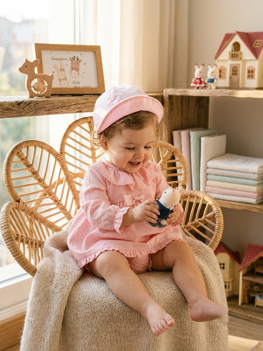 Conjunto Rosa Bebé con Capota | Sonajero Kids