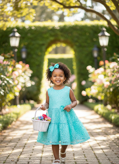 Vestido Encaje Verde Turquesa