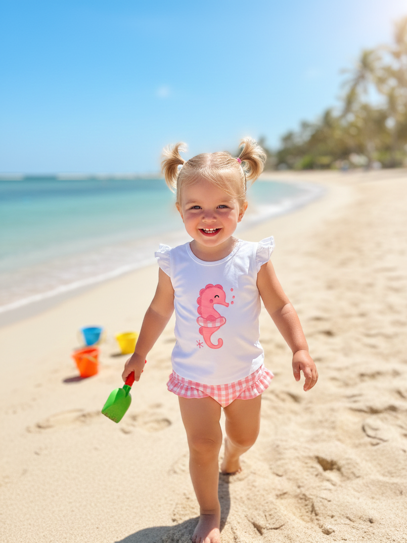Conjunto Niña Baño Caballito Mar