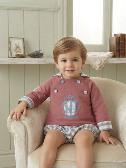 Conjunto Jesusito Rosa y Vichy para Niño | Moda Infantil | Sonajero Kids