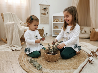 Conjunto Niña Ciervo Verde Vichy | Sonajero Kids